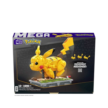 Mattel Unisex - Playsets Mega Pokemon Pikachu Figure Building Motion Pikachu Collectible with Mechanized Movement