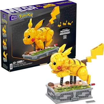 Mattel Unisex - Playsets Mega Pokemon Pikachu Figure Building Motion Pikachu Collectible with Mechanized Movement