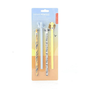 Kikkerland Stationery Safari Animal Pencil Set Of 4 by Kikkerland
