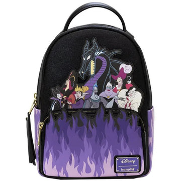 Loungefly Bag Loungefly! Leather: Disney Villians Purple Flame Distressed