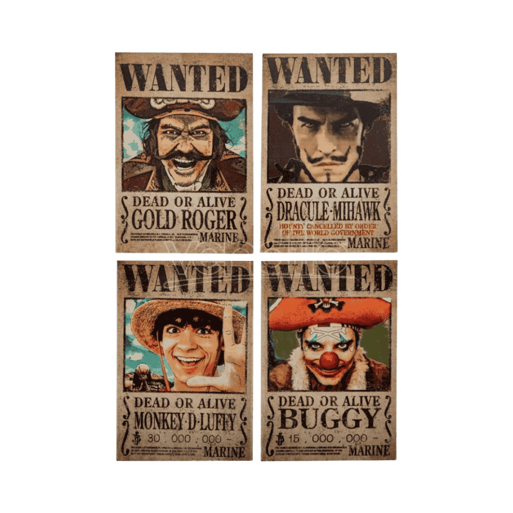 One Piece Wanted  Set of 4 Magnets By Cinereplica