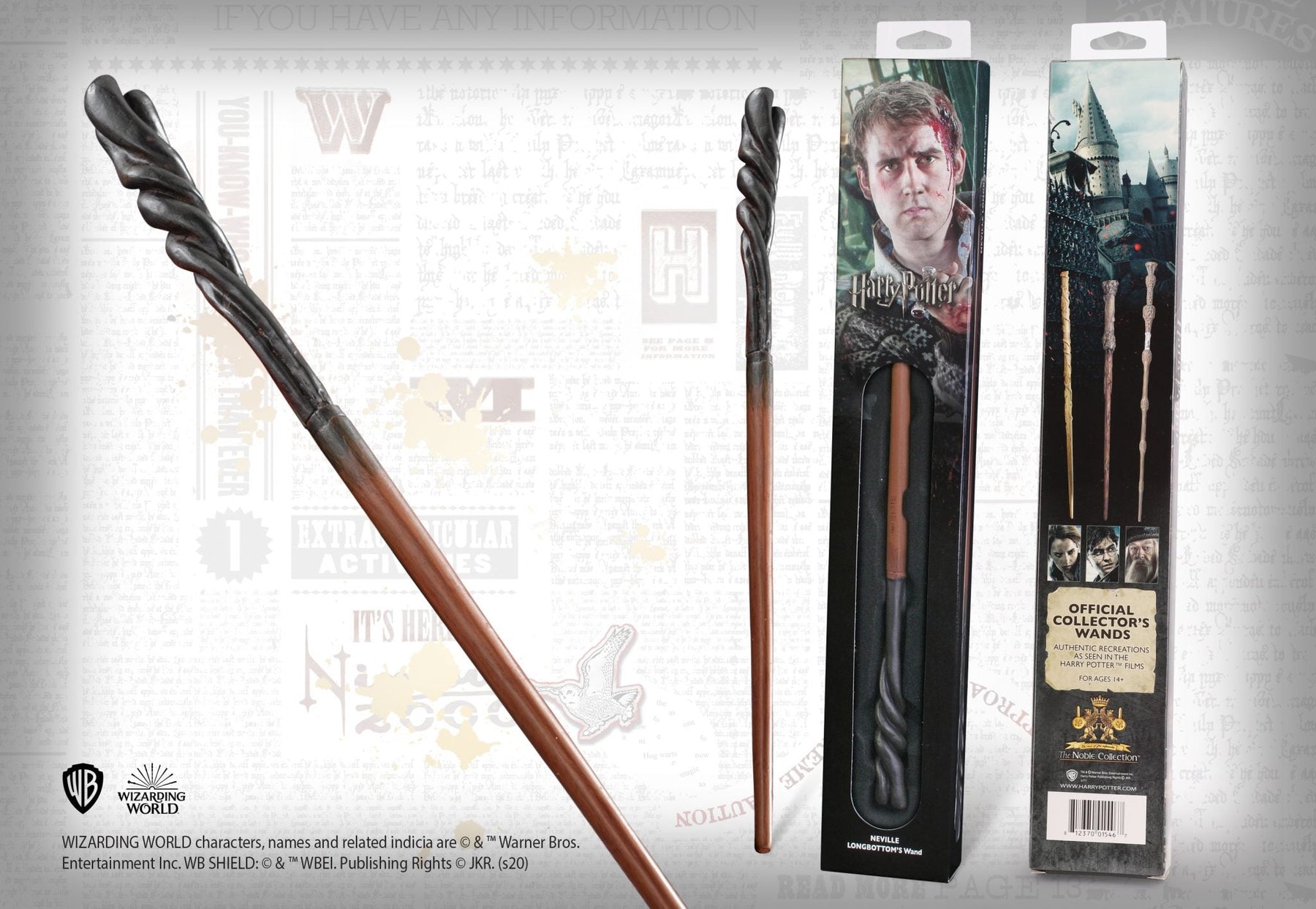 The Noble Collection - Neville Longbottom Wand In A Standard Windowed Box - 13in (33cm) Wizarding World Wand - Harry Potter Film Set Movie Props Wands The Noble Collection - Neville Longbottom Wand In A Standard Windowed Box - 13in (33cm) Wizarding World Wand - Harry Potter Film Set Movie Props Wands